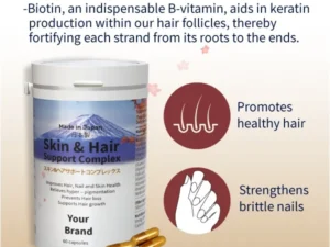 Premium biotin supplement capsules designed to support glowing skin, stronger hair, and overall beauty care.