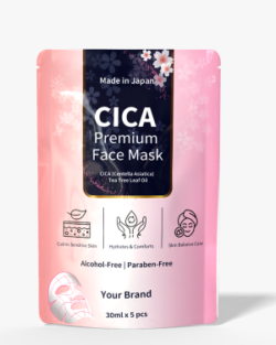 CICA Anti-inflammatory Face Mask with Collagen | Skin Calming & Hydrating | Made in Japan | 30 mL × 5 Masks