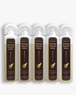 Made-in-Japan 20mL Concentrated Ginseng Extract Drink bottle containing 1,000mg Nagaoka Ginseng Extract equivalent to 5,000mg of ginseng, with Korean ginseng, Cordyceps sinensis, jujube, bird’s nest, chili pepper and saffron extracts for premium energy, vitality and traditional Asian wellness positioning, available for OEM and private label development.